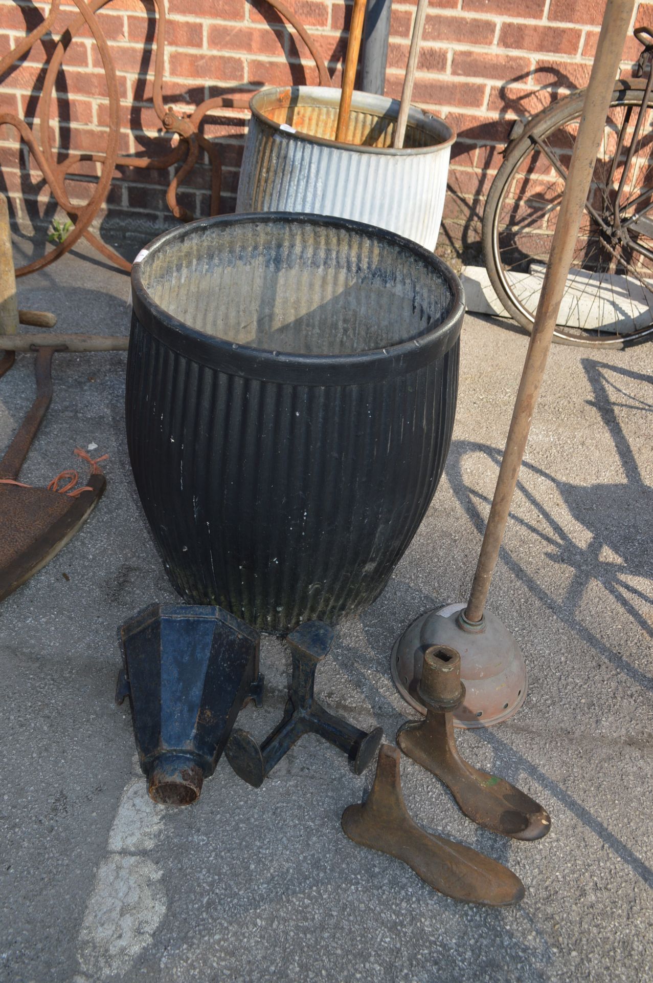 Painted Galvanised Metal Dolly Tub and Contents