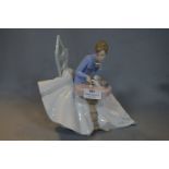 Large Nao Lladro Figurine - Girl with Kitten