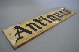 Painted Wooden Sign - Antiques