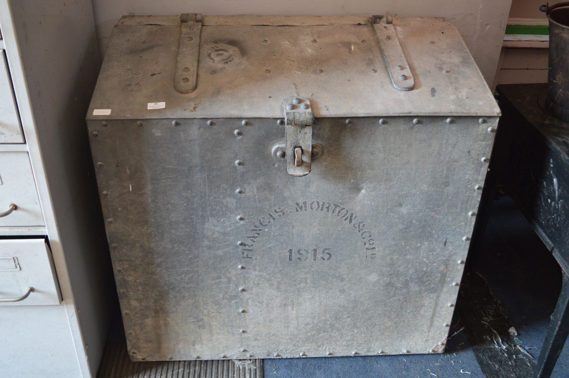 Galvanised Metal Grain Storage Bin "Francis Morton & Co 1915"