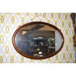 Mahogany Framed Oval Bevelled Edge Wall Mirror