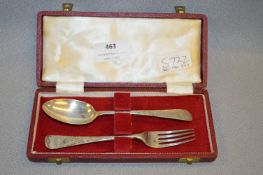 Cased Silver Spoon & Fork Set - Sheffield 1901, Approx 54g