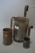 Three Galvanised Metal Measure Beakers