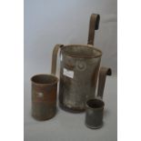 Three Galvanised Metal Measure Beakers