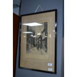 Framed Ink Drawing Print - The High Street Wilberforce House by J.B. Burton 1921