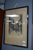 Framed Ink Drawing Print - The High Street Wilberforce House by J.B. Burton 1921