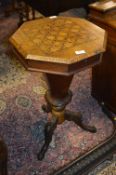 Victorian Walnut Chess Board Inlaid Sewing Work Table