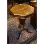 Victorian Walnut Chess Board Inlaid Sewing Work Table