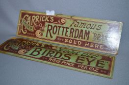 Pair of Cardboard Advertising Signs - Carricks Smoke Rotterdam & Birdseye Brand