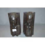African Carved Hardwood Bookends