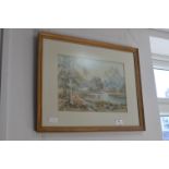 Framed Watercolour - Country Scene with Cattle and Figures by Chas F. Allban