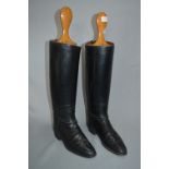 Pair of Leather Riding Boots with Beech Wood Stretchers
