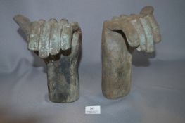 Studio Pottery Bronze Effect Sculpture - Pair of Hands