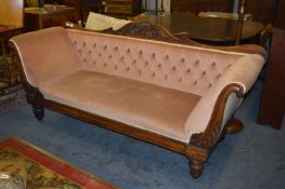 Victorian Walnut Framed Dralon Upholstered Sofa