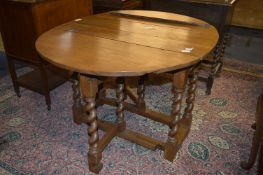 Period Oak Oval Top Table on Barley Twist Gate Legs