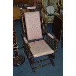 Victorian Turned Walnut American Rocking Chair