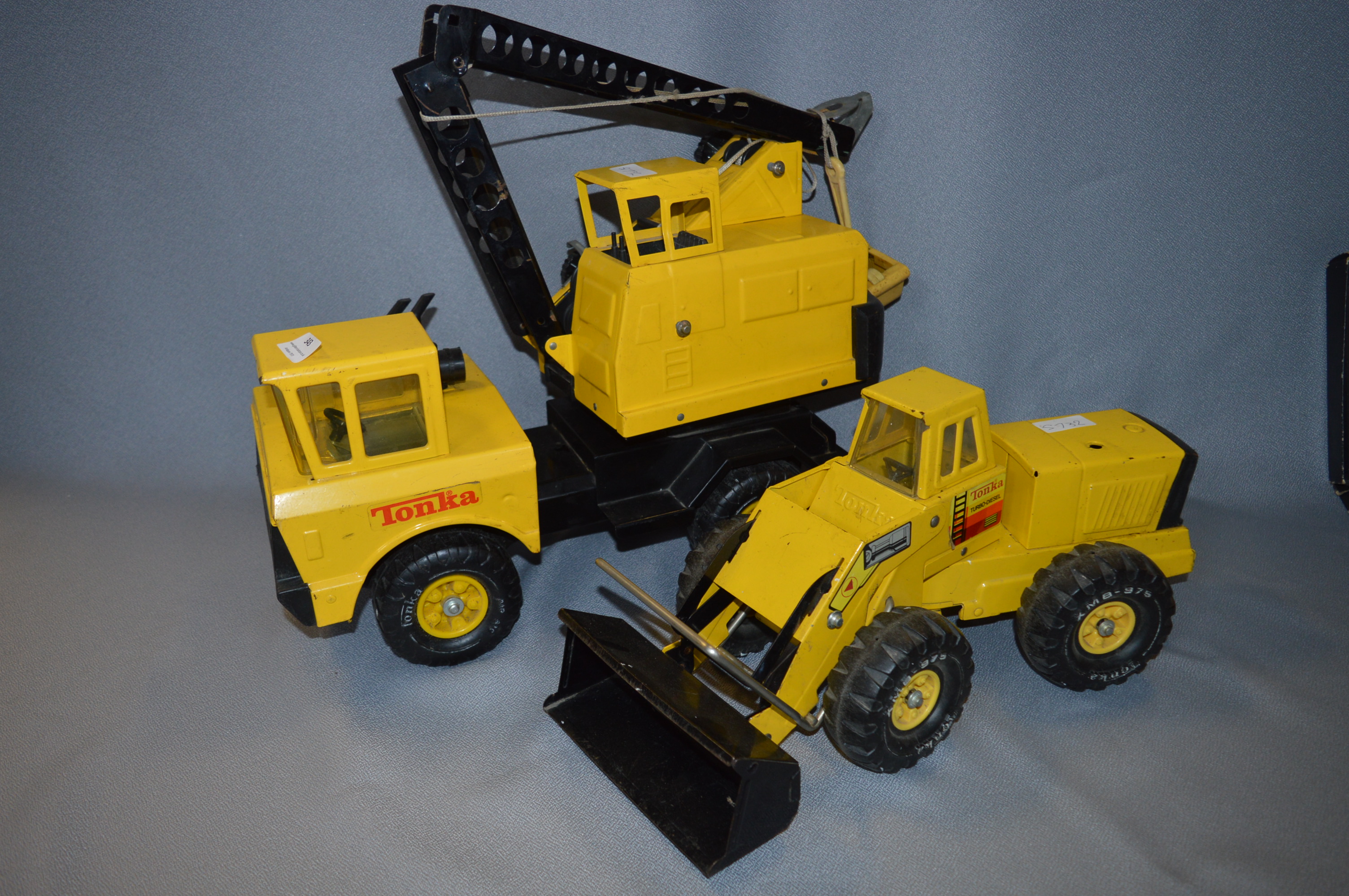 Tonka Tinplate Crane Truck and Digger