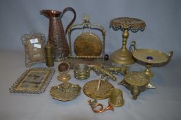 Brassware Including Dinner Gong, Jug, Taza, Desk Calendar, Sundial, etc.