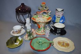 Staffordshire Vase, Deco Vase, Toby Jug, Coloured Glass Vase, etc.