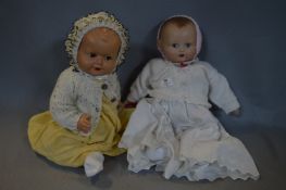 Two 1940's Composition Dolls with Clothing