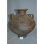Stoneware Pottery Jug with Embossed Decoration