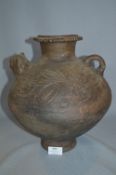 Stoneware Pottery Jug with Embossed Decoration