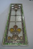 Coloured Leaded Glass Window Panel 76cm height by 23cm width