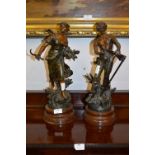 Pair of Bronze Effect Spelter Figurines - Faneuse and Fucheur