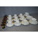 Selection of White & Gilt Tea Ware, Coalport, Shelley and Drinking Glassware