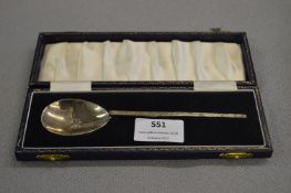 Cased Roman Type Silver Spoon - Birmingham 1966, Approx 30g