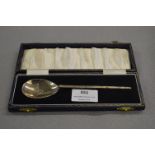 Cased Roman Type Silver Spoon - Birmingham 1966, Approx 30g