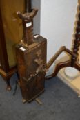 Wood Block and Cast Iron Crank Jack Upcycled Lamp