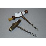 Two Wood Handled Corkscrews