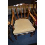 Georgian Oak Slatback Armchair with Upholstered Seat