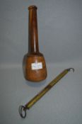 Wooden Mallet and a Salter Brass Spring Scales