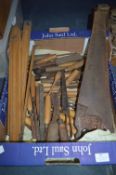 Box Containing Assorted Wood & Brass Carpentry Tools