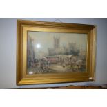 Gilt Framed Watercolour - Holy Trinity Hull Market signed M. Catton 1916