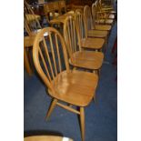 Set of Five Ercol Windsor Stickback Dining Chairs