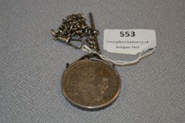 US Dollar 1879 with Silver Mount and Plate Chain