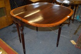 Victorian Mahogany & Walnut Inlaid Fold Over Tea Table