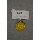 Victorian Shield Back Mounted Half Sovereign 1887 - Approx 4.4g