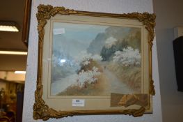 Decorative Gilt Framed Watercolour - Country Lane Scene