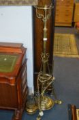 Victorian Brass Standard Oil Lamp with Electric Fitting