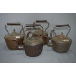 Four Brass & Copper Kettles