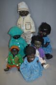 Collection of Six Black Plastic Dolls