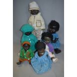 Collection of Six Black Plastic Dolls