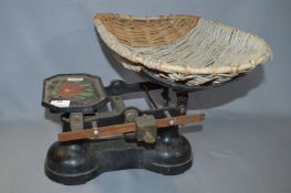 Cast Iron Baby Weighing Scales with Wicker Basket