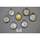 Seven Assorted Chrome and Plated Pocket Watches