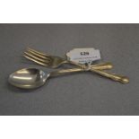 Silver Spoon and Fork Set - Birmingham 1965, Approx 34g