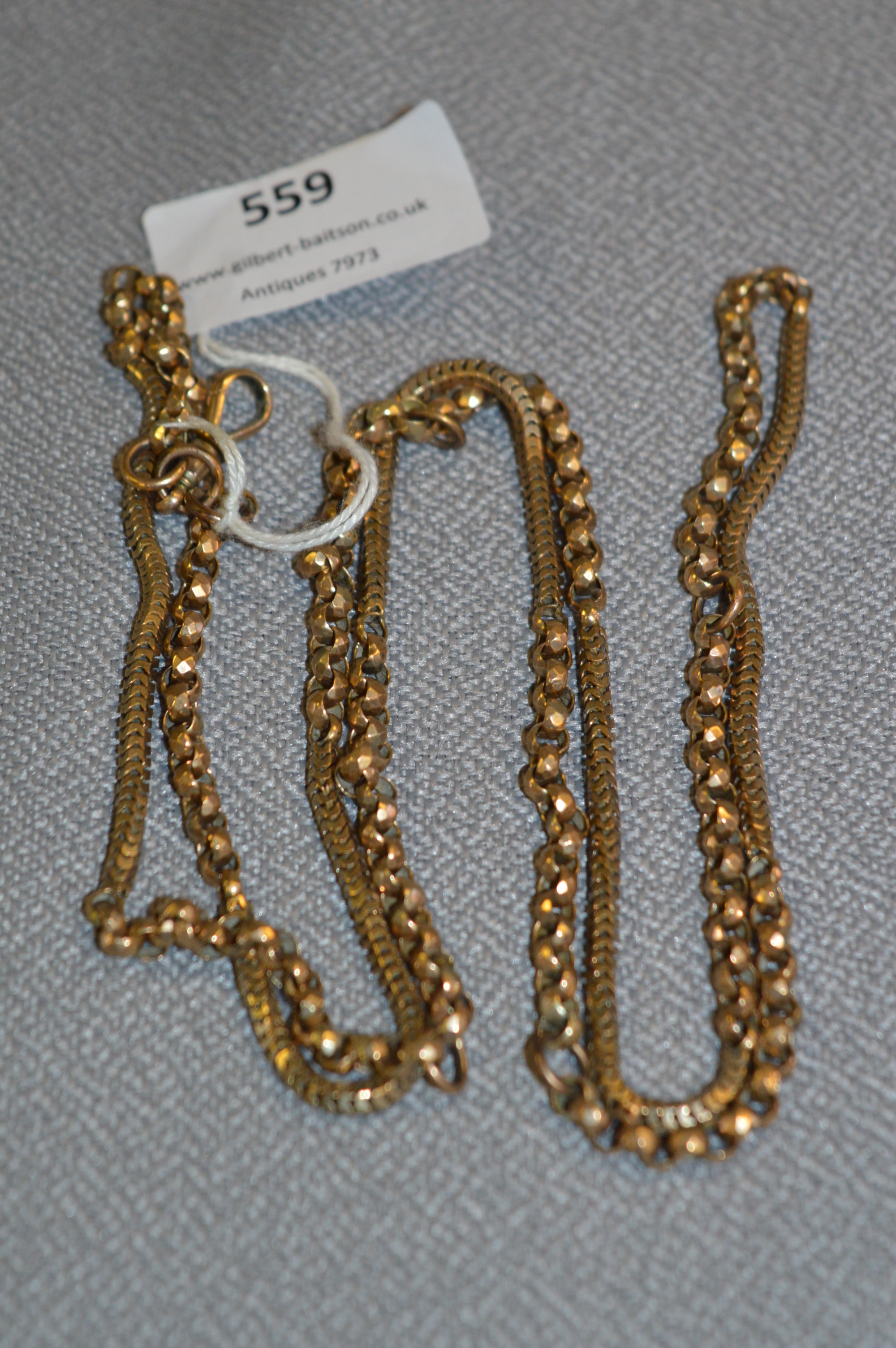 9ct Gold Long Length Pocket Watch Chain - Approx 27.3g
